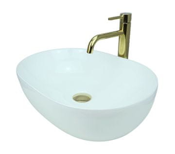 shumee GTM Design Aufsatzwaschbecken 49 cm - Glanz Modern Waschbecken ohne Hahnloch - Elegant Aufsatzwaschbecken Oval für Badezimmer und Gäste WC - nur Bad Waschbecken