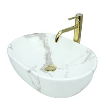 shumee GTM Design Aufsatzwaschbecken 48 cm - Glanz Modern Waschbecken ohne Hahnloch - Elegant Aufsatzwaschbecken Oval für Badezimmer und Gäste WC - nur Bad Waschbecken