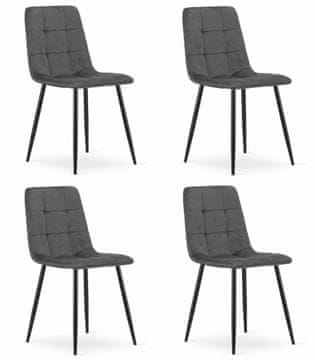 shumee Kara stol - temno siv žamet x 4