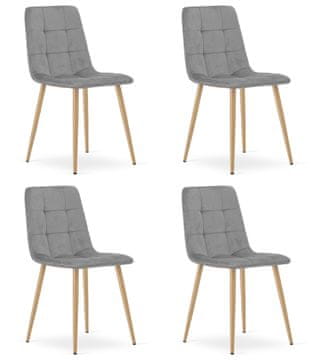 shumee Kara stol - svetlo siv žamet / hrastove noge x 4