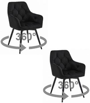shumee Stol JORK360 - črn žamet / črne noge x 2