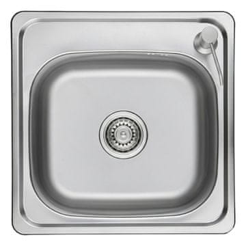 Kuchinox Enojno korito 47,5x47,5, dozator tekočine, desno, krom, jeklena garnitura