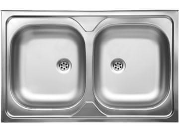 Kuchinox Dvodelno kovinsko nadgradno korito 50x80 cm s sifonom Kuchinox
