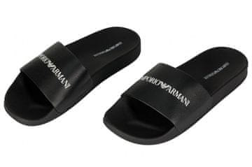 shumee Luksuzni moški usnjeni natikači Emporio Armani črne barve - velikost: 40