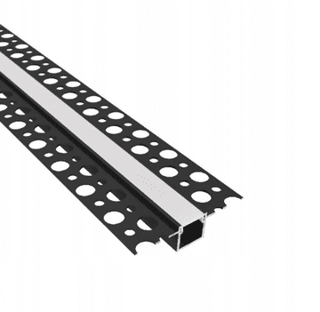 shumee Aluminijast LED profil za mavčne plošče, črn + senčnik 1,5 m AKS