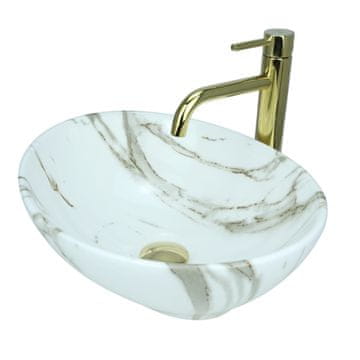 shumee GTM Design Aufsatzwaschbecken 41 cm - Glanz Modern Waschbecken ohne Hahnloch - Elegant Aufsatzwaschbecken Oval für Badezimmer und Gäste WC - nur Bad Waschbecken