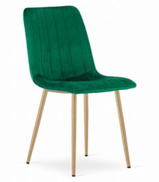 shumee Lava stol - temno zelen žamet / noge v barvi lesa x 1