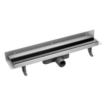 Laveo Linearni odtok 50 cm, stenski, črno steklo