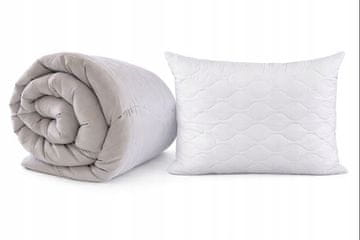 shumee Odeja 160x200cm Topla prešita, celoletna, sivo-bela + vzglavnik 50x60