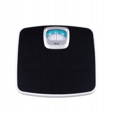 Ideal Klasična analogna mehanska kopalniška tehtnica DO 130 KG IZ9202 črne barve