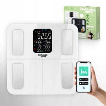 Webber Analitična kopalniška tehtnica 16 parametrov Apple Health, Google Fit, IF1320B