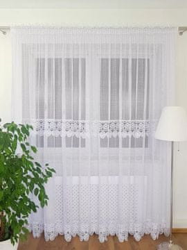 shumee Dolga zavesa z dvojno gipur čipko, bela, 400 cm x 250 cm