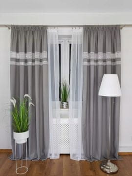 shumee Svetlo sive zavese z okrasnimi kamni 2x 145x250 cm