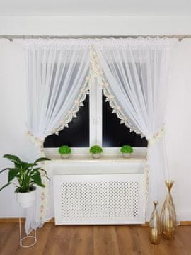 shumee Elegantna voile zavesa v ecru barvi z gipur čipko - stilska in funkcionalna!