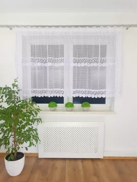 shumee Kratka mrežasta zavesa, okrašena z dvojno gipur čipko, 400x120 cm