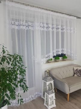 shumee Komplet balkonskih zaves v soboljevo beli barvi z gipur čipko 300x160 cm + 140x250 cm