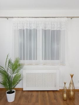 shumee Gotova zavesa 300x150 cm - voile in mreža, 3D vrtnice, nabiralni trak, bela
