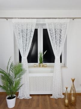 shumee Zavesa iz markizete 135x250 cm - 3D vezenje, nabiralni trak, kokon trak, bela
