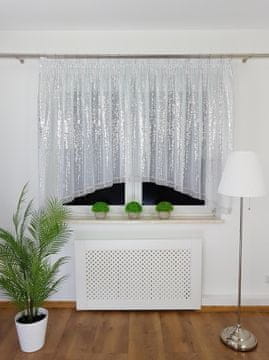 shumee Gotova voile zavesa 400x150 cm - srebrn dež, okrasni kamenčki, pentlja, nabiralni trak, bela