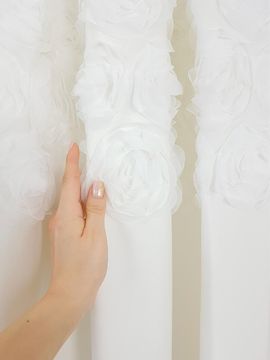 shumee Žametna zavesa z ekru vrtnicami 130x250 cm - žamet, nabiralni trak