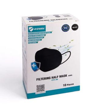 shumee FFP2 protivirusna maska 5 slojev črne barve Virshields - 10 kosov