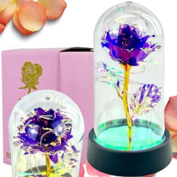 GGV Večna vrtnica v steklu, LED lučka, pisana ideja za darilo, 15X8CM