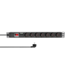 19" razdelilnik s 7 vtičnicami, PDU 1U 2 m, LogiLink Professional 3600 W s stikalom in prenapetostno zaščito za omaro Rack
