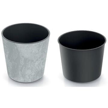 Prosperplast OKROGEL LONEC Z UČINKOM BETONA 25X25 CM SIVA VRTNA POKROV ZA BALKONSKI LONEC