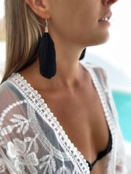shumee Uhani iz perja Boho SIM črne barve