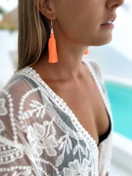 shumee Uhani z resicami Boho Kami oranžni