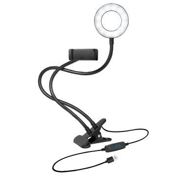 shumee LED obročasta svetilka 8,5 cm, držalo za nastavitev svetlosti barv pametnega telefona, USB