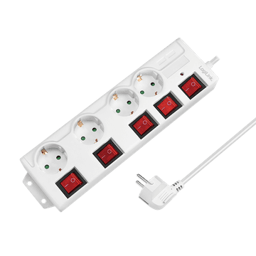 shumee Podaljšek 4x vtičnica 5 stikal Logilink 230V 3600W 1,5 m bel