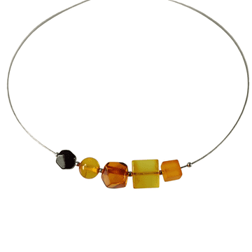 shumee Ogrlica na vrvi z večbarvnim jantarjem - Baltic Amber Collier