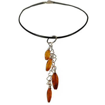 shumee Ogrlica na vrvici z jantarnim obeskom - Baltic Amber Collier