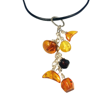 shumee Ogrlica na vrvici z jantarnim obeskom - Baltic Amber Collier