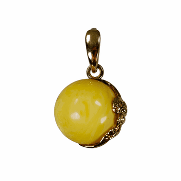 shumee Okrogel obesek iz svetlega jantarja - Baltic Amber Jewelry