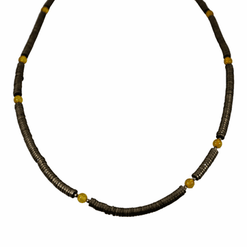 shumee Ogrlica s konjakovim jantarjem in hematitom - Baltic Amber Collier