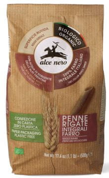 Alce Nero Alce nero Organske polnozrnate testenine iz pšenice emmer, penne, organske, 500 g