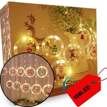 shumee 108LED svetlobna zavesa božične lučke figurice v vitražnem girlandi