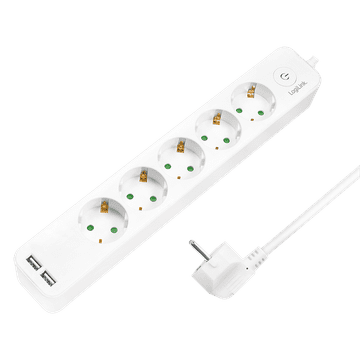 shumee 5-polni podaljšek, 5x CEE 7/3 + 2xUSB-A s stikalom, 1,5 m
