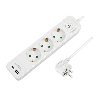 shumee Trojni podaljšek z USB-A/C, bel, 3 vtičnice, 1,5 m - Logilink