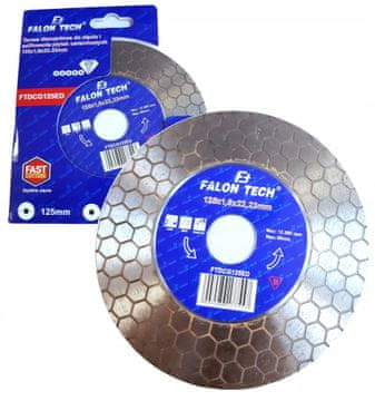 FALON-TECH Diamantni disk 125 mm x 22 za porcelanske ploščice, glazuro, brušenje, rezanje pod kotom 45°
