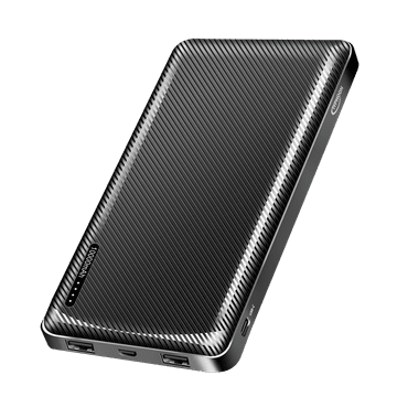 shumee Prenosna baterija 10.000 mAh, 2x USB-A, USB-C, micro-USB, črna - Typhoon