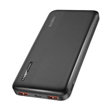 shumee Zmogljiva prenosna baterija 10000 mAh PD 20W LED LogiLink USB-C QC3.0 2xUSB-A črne barve