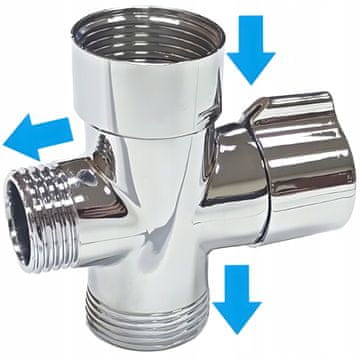 shumee Ventil za mešalnik za tuš kad 3/4x1/2x3/4, preklopnik za dežno prho