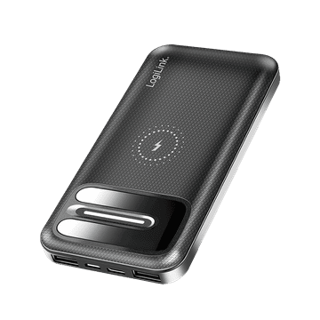 shumee Prenosna baterija LogiLink 8000 mAh, brezžično polnjenje + 2x USB-A, 3 v 1