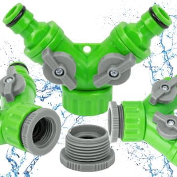 shumee Razdelilnik za pipo z ventilom, adapterjem 3/4", redukcijskim priključkom 1/2", dvosmernim stikalom