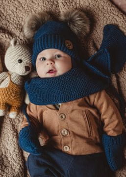 Proman Otroška kapa s flis podlogo, šalom in rokavicami, na zavezovanje