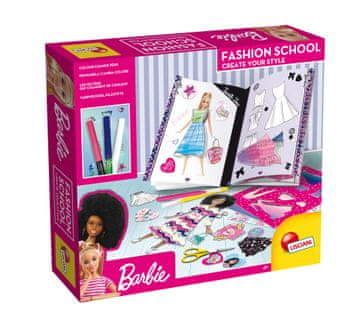 shumee Modna šola Lisciani Barbie: ustvarjalka modnih oblačil: flomastri, bleščice in nalepke