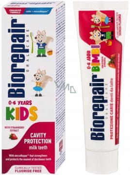 Biorepair Zobna pasta z okusom jagode za otroke 0-6 let Kids 50 ml